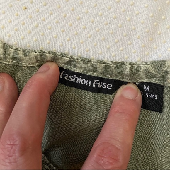 Fashion Fuse Spaghetti Strap Embroidered Cami Sz Medium Stone Wash Olive green - Picture 4 of 8